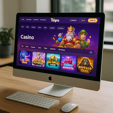 7Signs Casino Desktop Design - Clean Dark Theme Interface